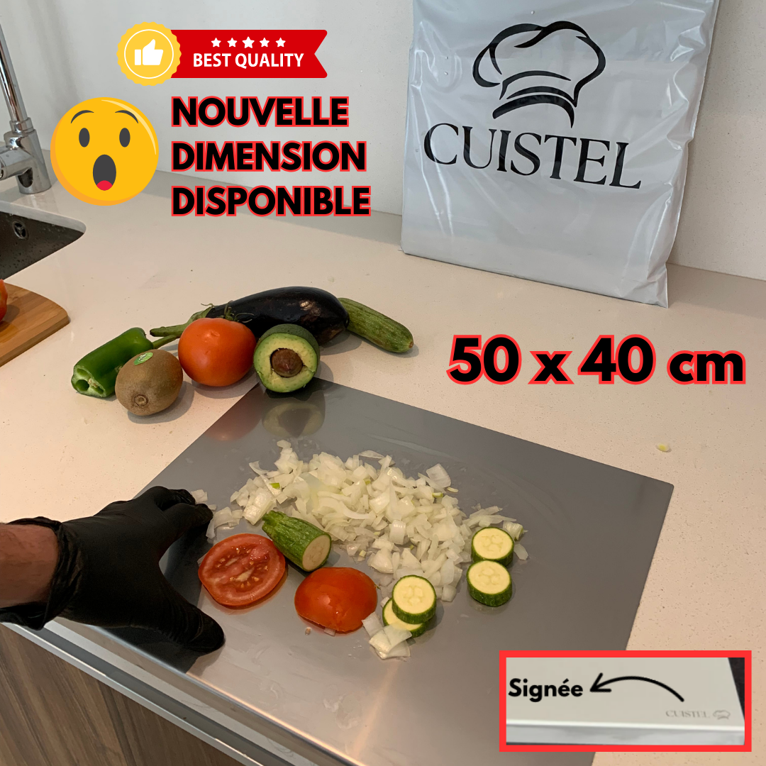 Grande Planche de découpe INOX (50 cm x 40 cm) PROFESSIONNELLE