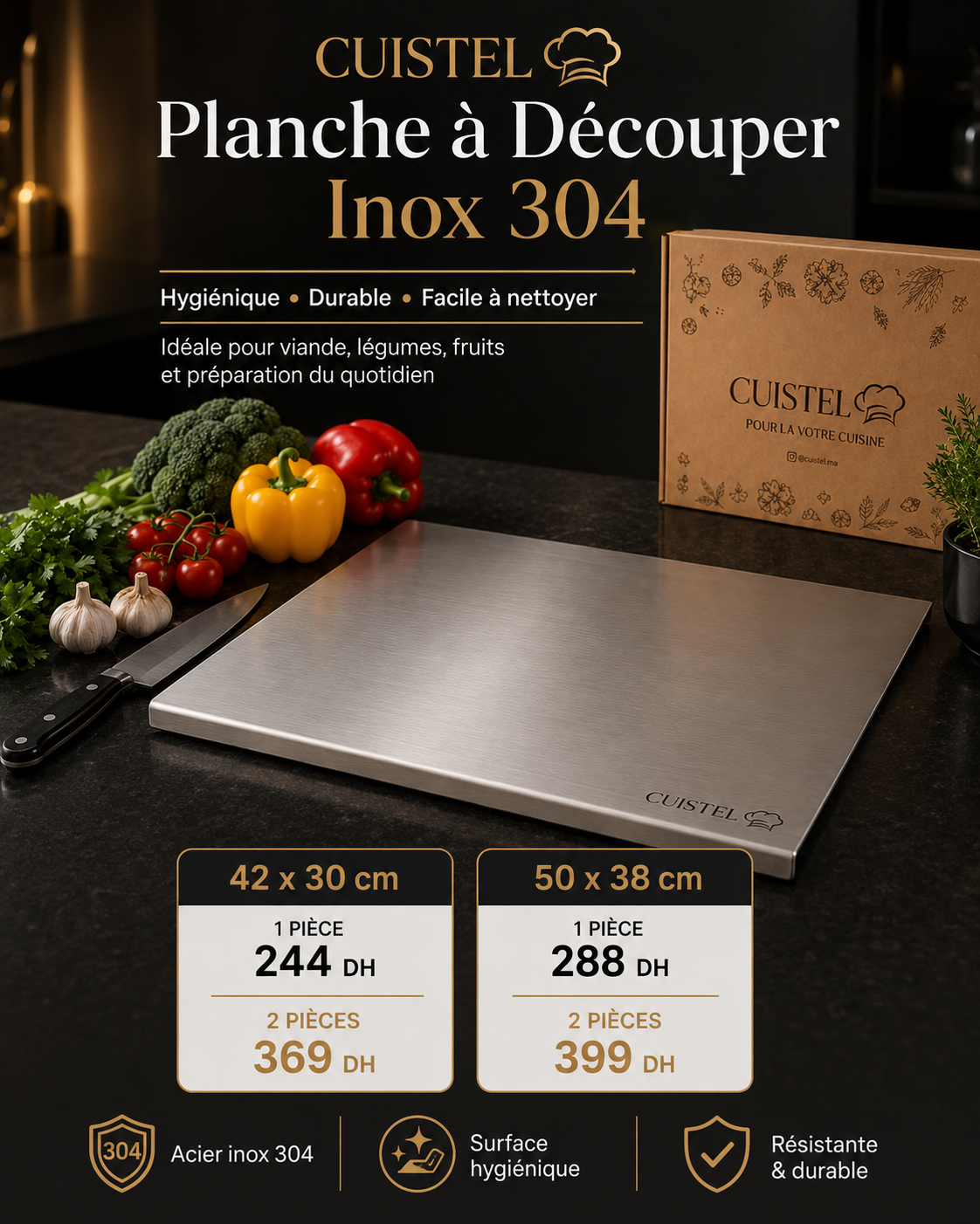 Planche de découpe INOX PRO